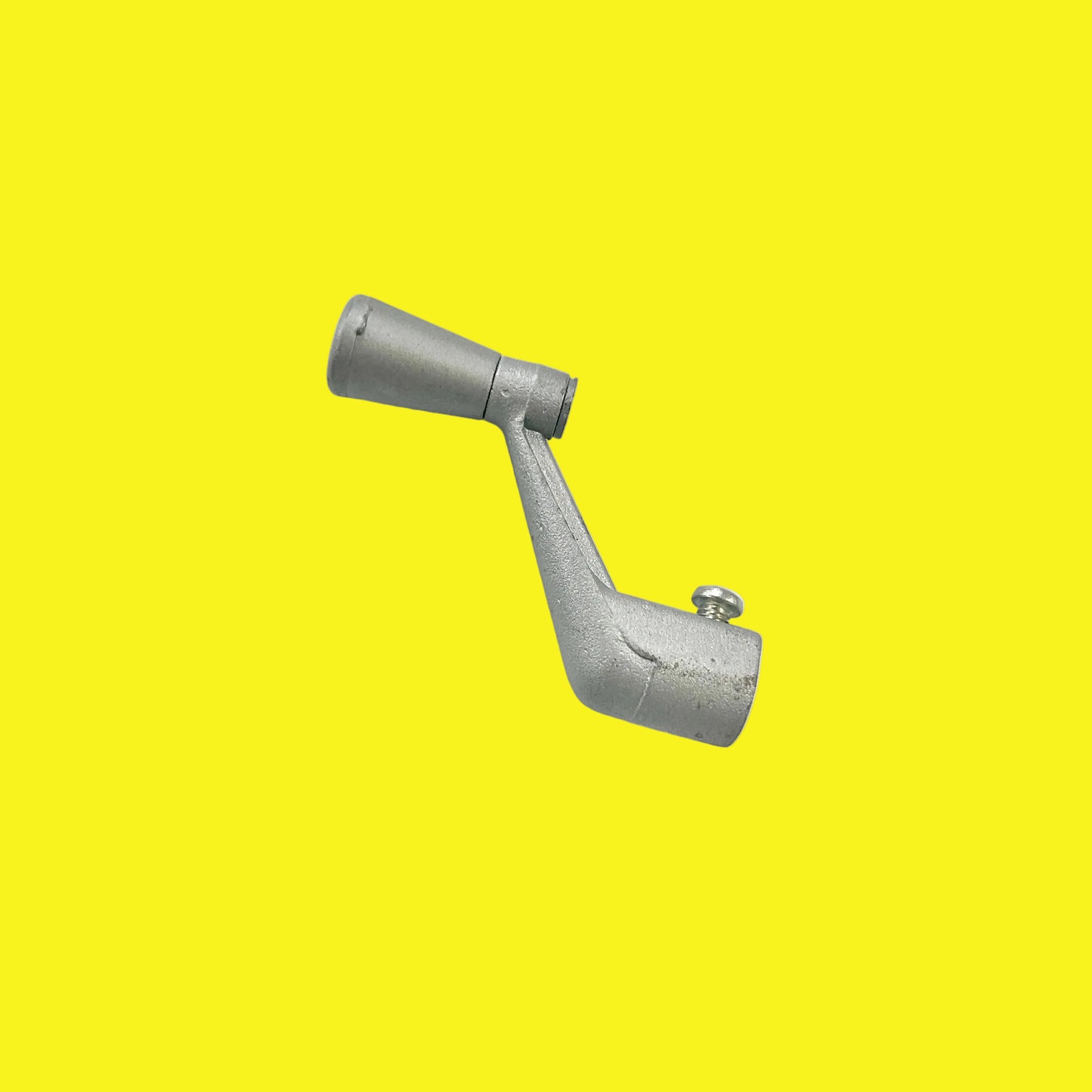 A single metal window crank against a plain background.
