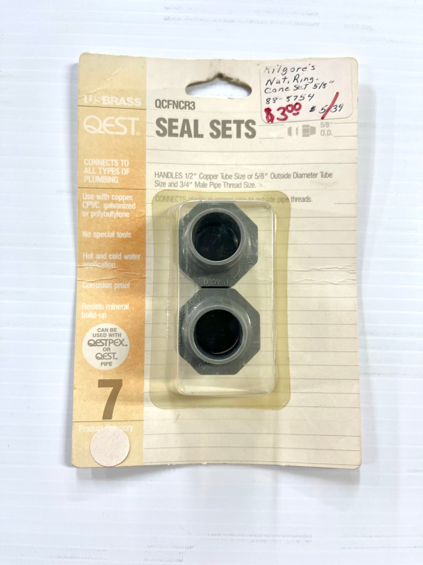 A set of two gray pipe nut ring connectors in retail packaging.