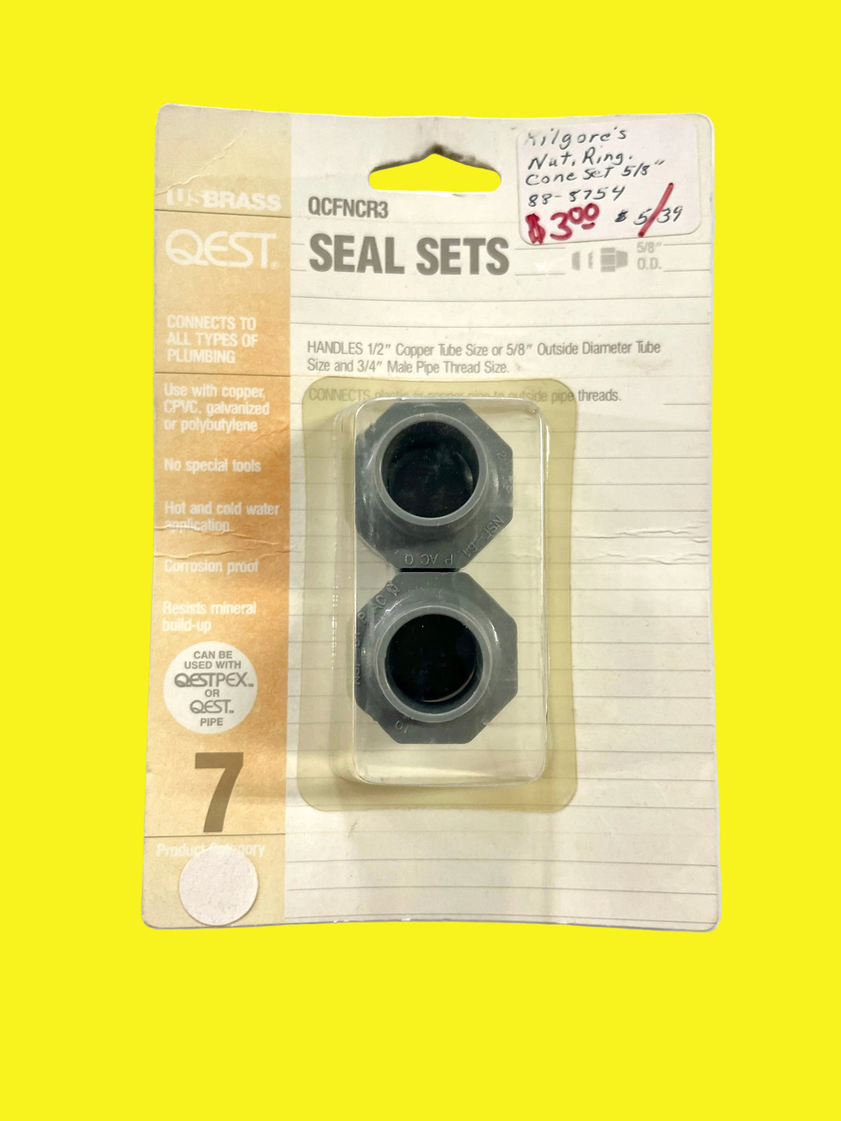 A set of two gray pipe nut ring connectors in retail packaging.