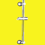A chrome-plated suction sliding bar for shower doors or enclosures.