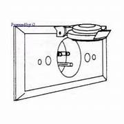 Line drawing of a single power outlet with a cover