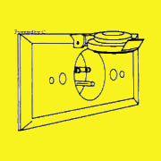 Line drawing of a single power outlet with a cover
