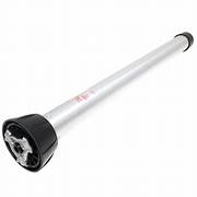 Silver table leg with black base.