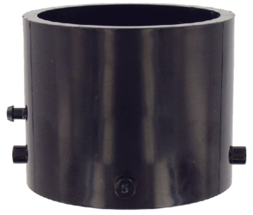 A black 3-inch RV termination adapter, designed for connecting a sewer hose or cap.