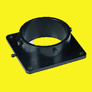 Black ABS plastic RV bayonet with flange for water tank valves.