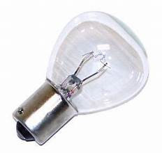 A clear incandescent bulb with a metal base.