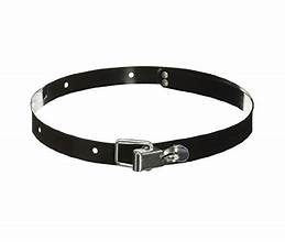 A black propane tank strap with a quick snap buckle.