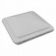 A white roof vent lid with a slide bar.