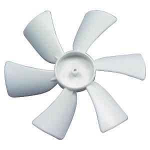 A single white fan blade with a D-shaped bore for 12 Volt power vents.