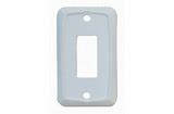 A single white switch plate cover with a simple design, showing the front view with a central rectangular opening for a switch.