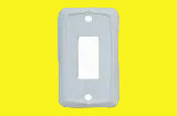 A single white switch plate cover with a simple design, showing the front view with a central rectangular opening for a switch.