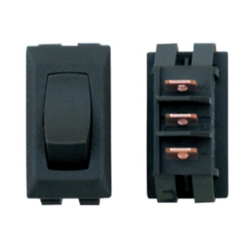 A black on/off switch showing the front and back sides.