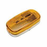 Rectangular amber lens LED clearance light with 9 diodes, surface mount, waterproof, and 2 wires