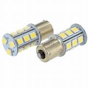 Two LED bulbs with a gray and silver color scheme, designed to replace specific bulb numbers 93, 1003, 1141, 1156.
