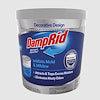 A tub of DampRid Moisture Absorber with a blue and silver label, indicating it is a 12oz refillable fragrance-free single use product designed to keep mold and mildew under control.