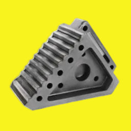 Black rubber wheel chock.