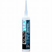 Tube of NovaFlex sealant with blue, black and white packaging.