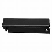 Black square-style compartment door catch for RV baggage compartments.