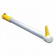 A white and yellow toilet tank wand for cleaning holding tanks.