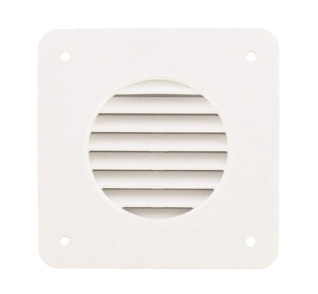 White louvered battery box vent with four mounting holes