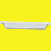 A white plastic screen door handle.