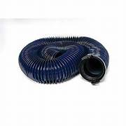 A 20-foot blue sewer hose with a straight hose adapter and a bayonet adapter on the other end
