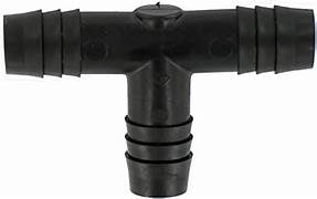 A black tee pipe coupler with barbs on all three ends.