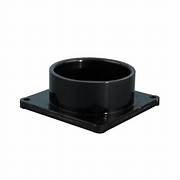 A black flanged pipe fitting.