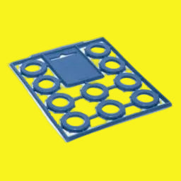 A pack of ten blue hose washers.