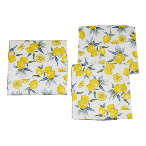 Vinyl Tablecloth with Bench Covers - Lemon Toss