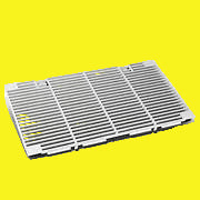 A white Dometic ceiling assembly return air grille for air conditioners.