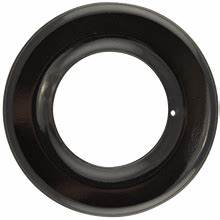 A single black porcelain drip pan for a gas stove burner.