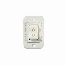 A white, contoured slide on/off switch with a 1.85" x 2.3" cut-out, showing the front view with markings.