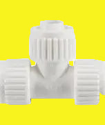 A white coupler tee