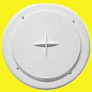 A white ceiling register/vent.