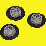 A set of three hose screens with gaskets