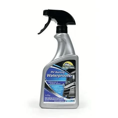 Spray bottle of awning waterproofer.