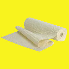 A roll of cream colored slip stop material, unrolled to show texture, typically used for preventing items from sliding in vehicle safety applications.