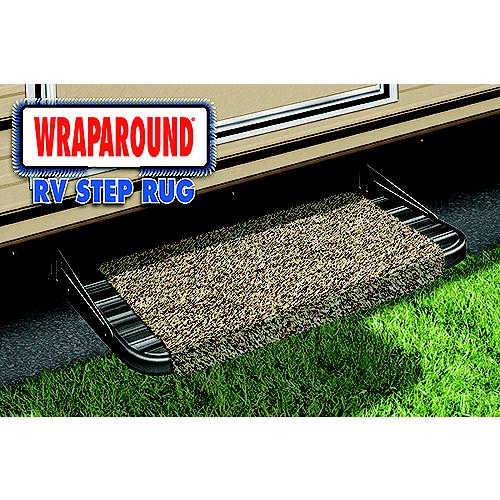 RV step rug with 'Wraparound' branding on a grassy background