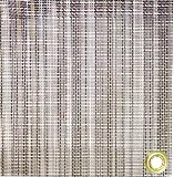 A square woven textile or mat with a tight basketweave pattern in beige, brown, and black tones