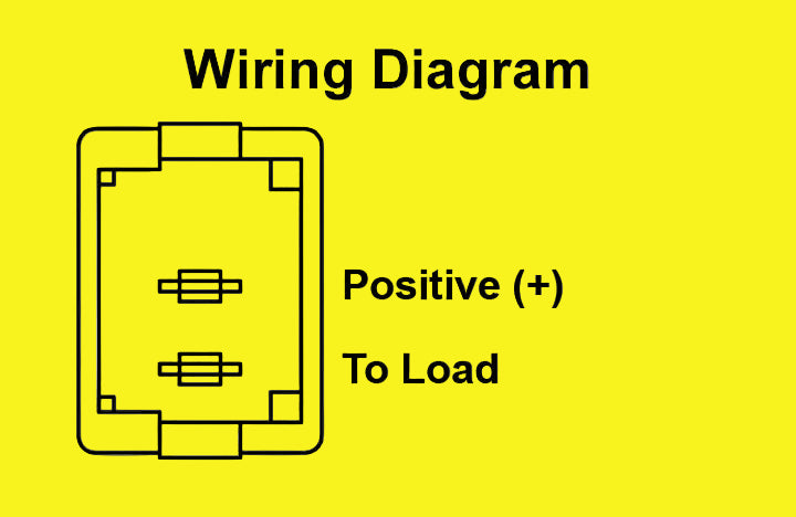 Wiring diagram with 'Positive (+)' and 'To Load' labels on a yellow background