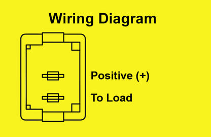 Wiring diagram with 'Positive (+)' and 'To Load' labels on a yellow background