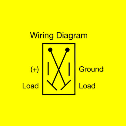 A black and white wiring diagram showing a terminal block with labels for Load, Ground, and (+).