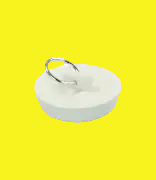 A white rubber stopper for a drain