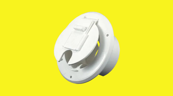 White round electric cable hatch with lid