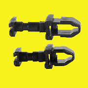 Two black refrigerator vent latch