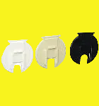 Set of three power cable hatch lids, white, beige, and black.