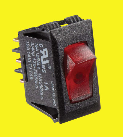 Black lighted on/off switch with three terminal connectors