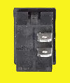 Black electrical switch with two terminals