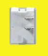 A white electrical switch with two terminals
